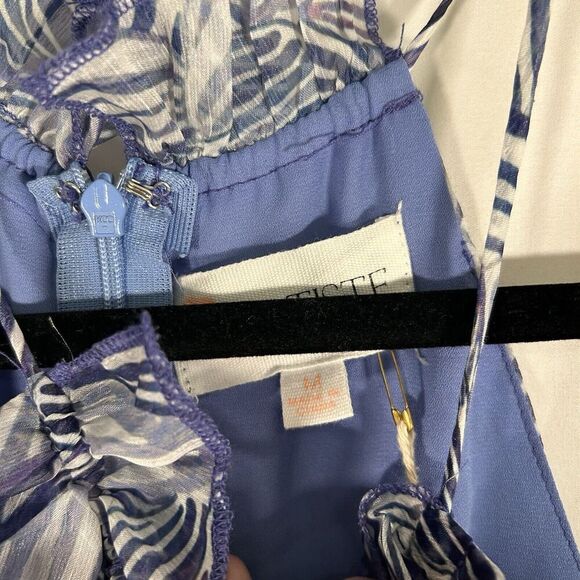 New L'Astiste Romper Women Medium White Blue Sleeveless Zip Back Lightweight - Picture 5 of 7